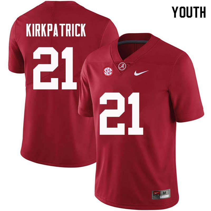 Alabama Crimson Tide Youth Dre Kirkpatrick #21 Crimson NCAA Nike Authentic Stitched College Football Jersey YB16W53PK